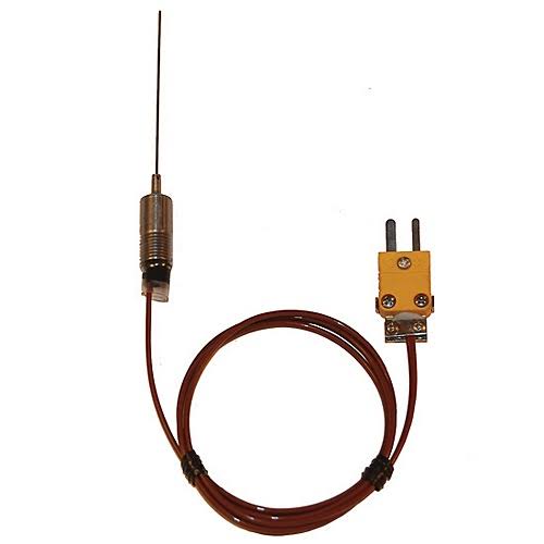 Type-K Thermocouple Probe, Hypodermic Tip, 2.5 Feet FEP Insulated U537