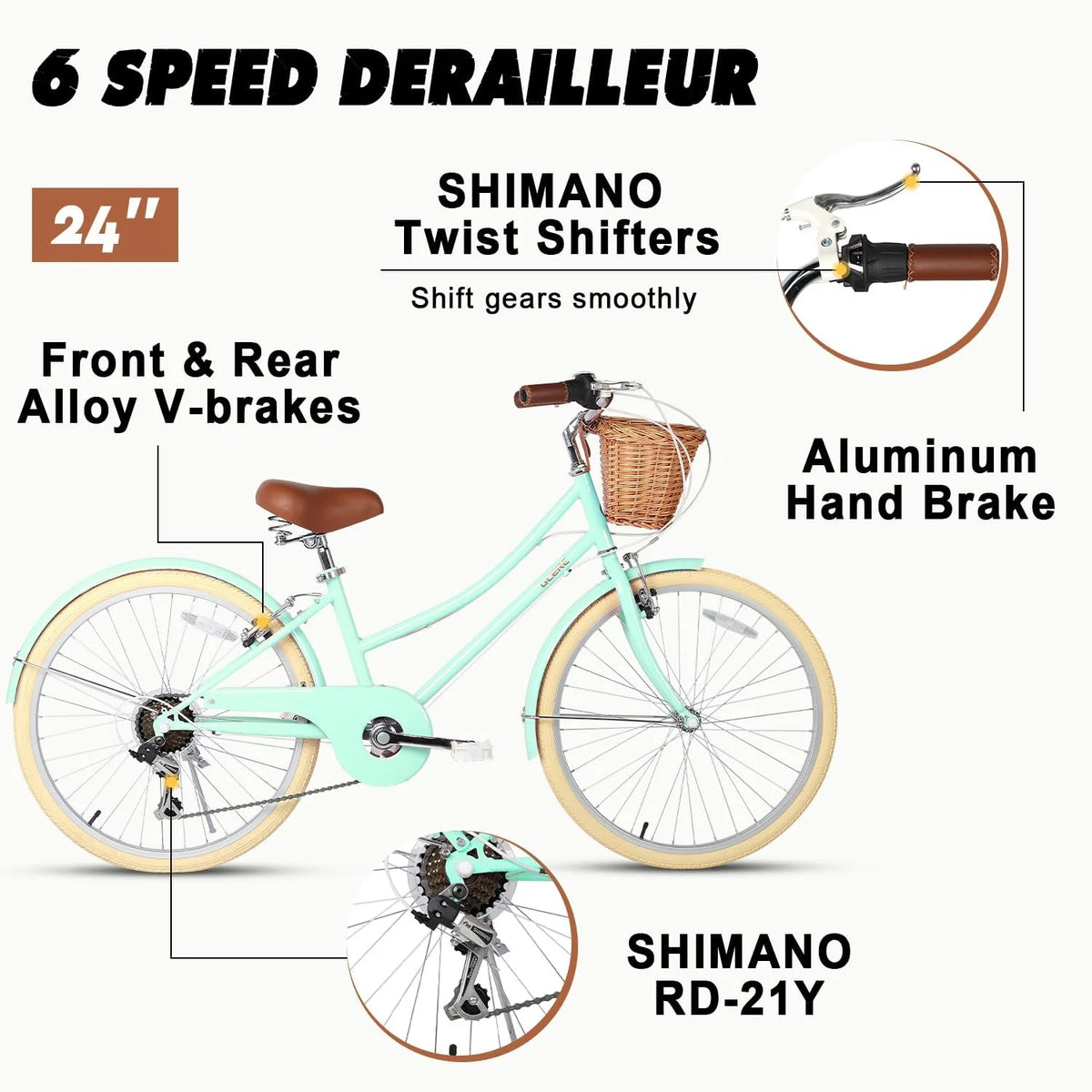 24 Girls Cruiser Bike 6-Speed Purple B7688