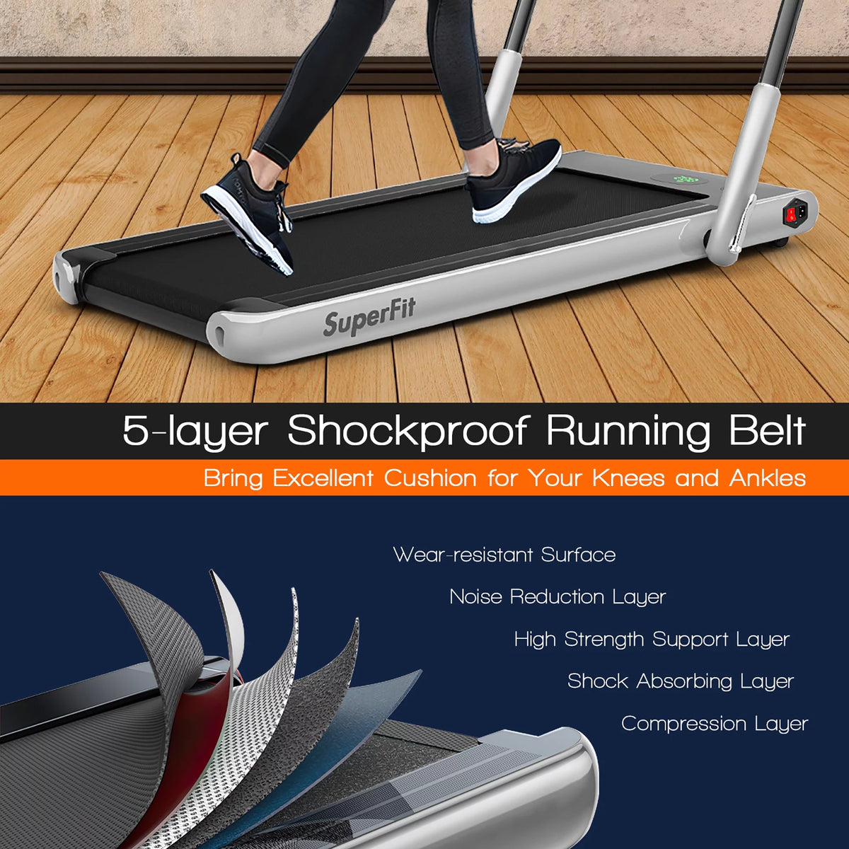 2.25HP 2-in-1 Folding Under Desk Treadmill C34318