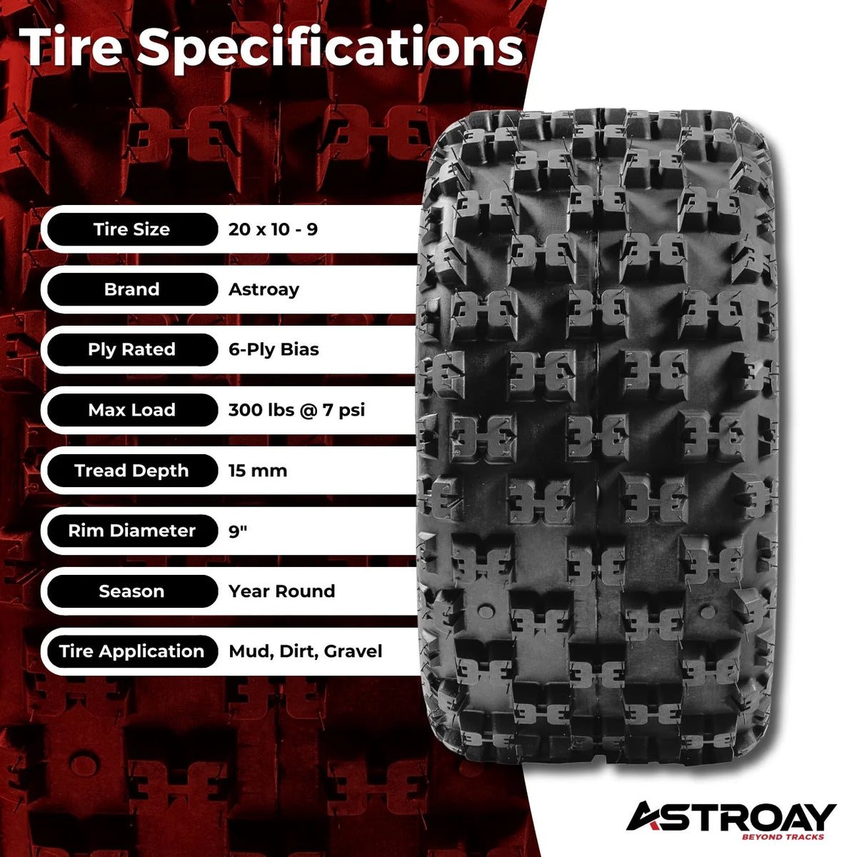 20x10-9 Rear ATV Tires Set Of 2 O919271