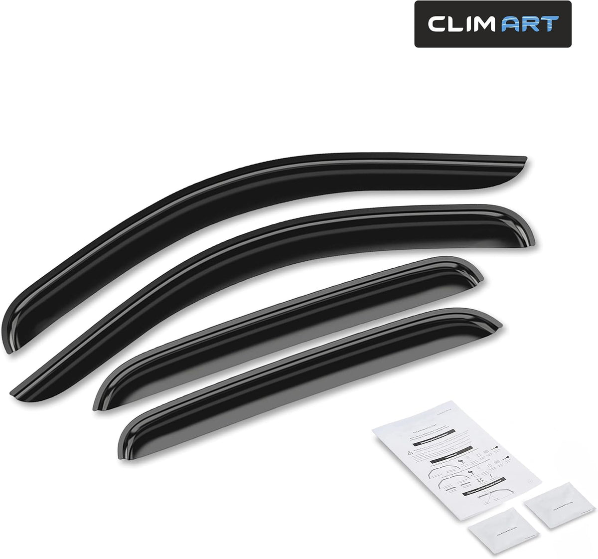 Rain Guards for GMC Sierra 2500HD/3500HD 2007-2014 Crew Cab, Tape-on Window Deflectors, 4pcs E4032