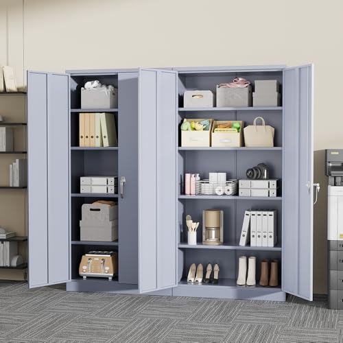 72" Black Locking Steel Storage Cabinet with 4 Adjustable Shelves A94632