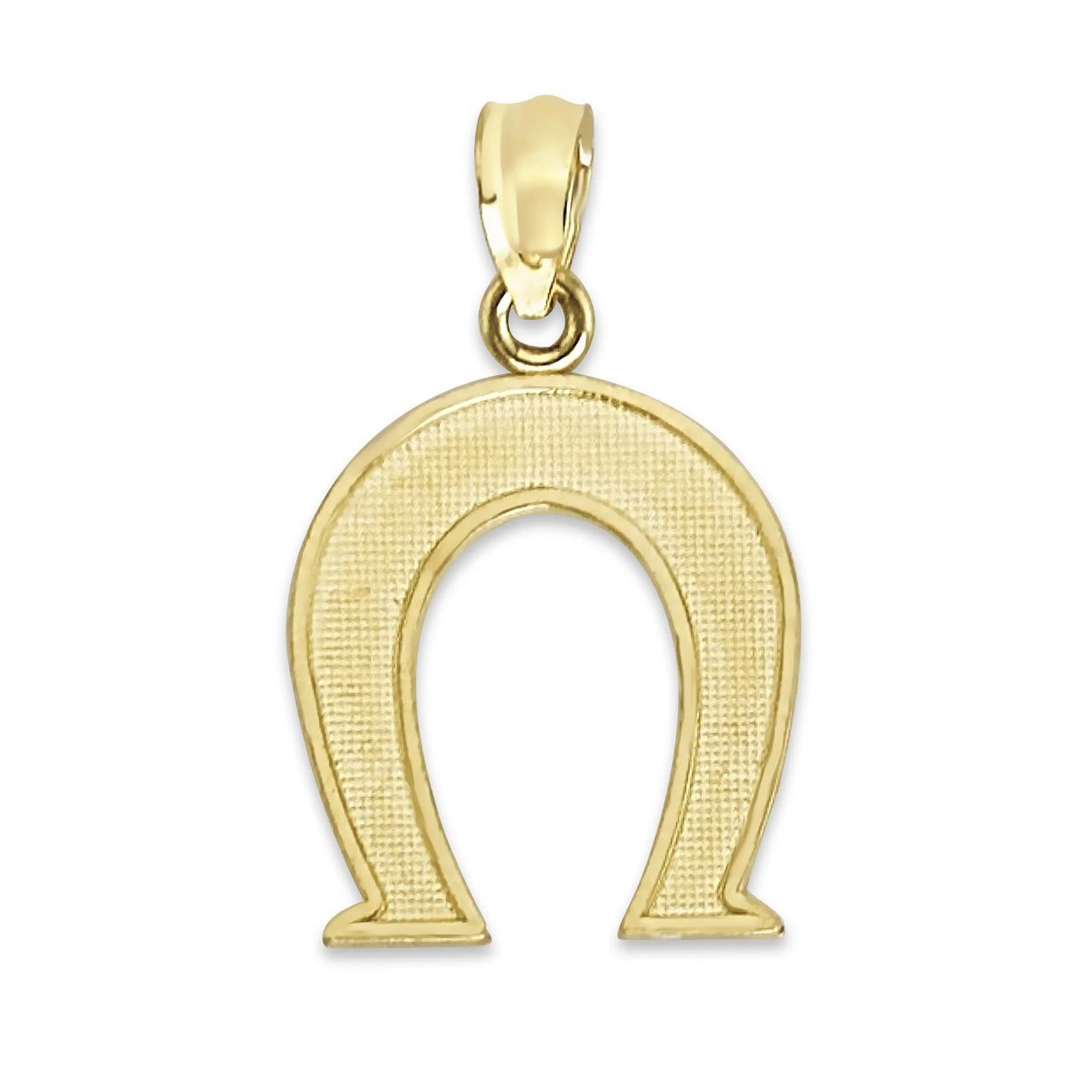 14k Solid Gold Horseshoe Pendant Necklace with 16" Rolo Chain E9117