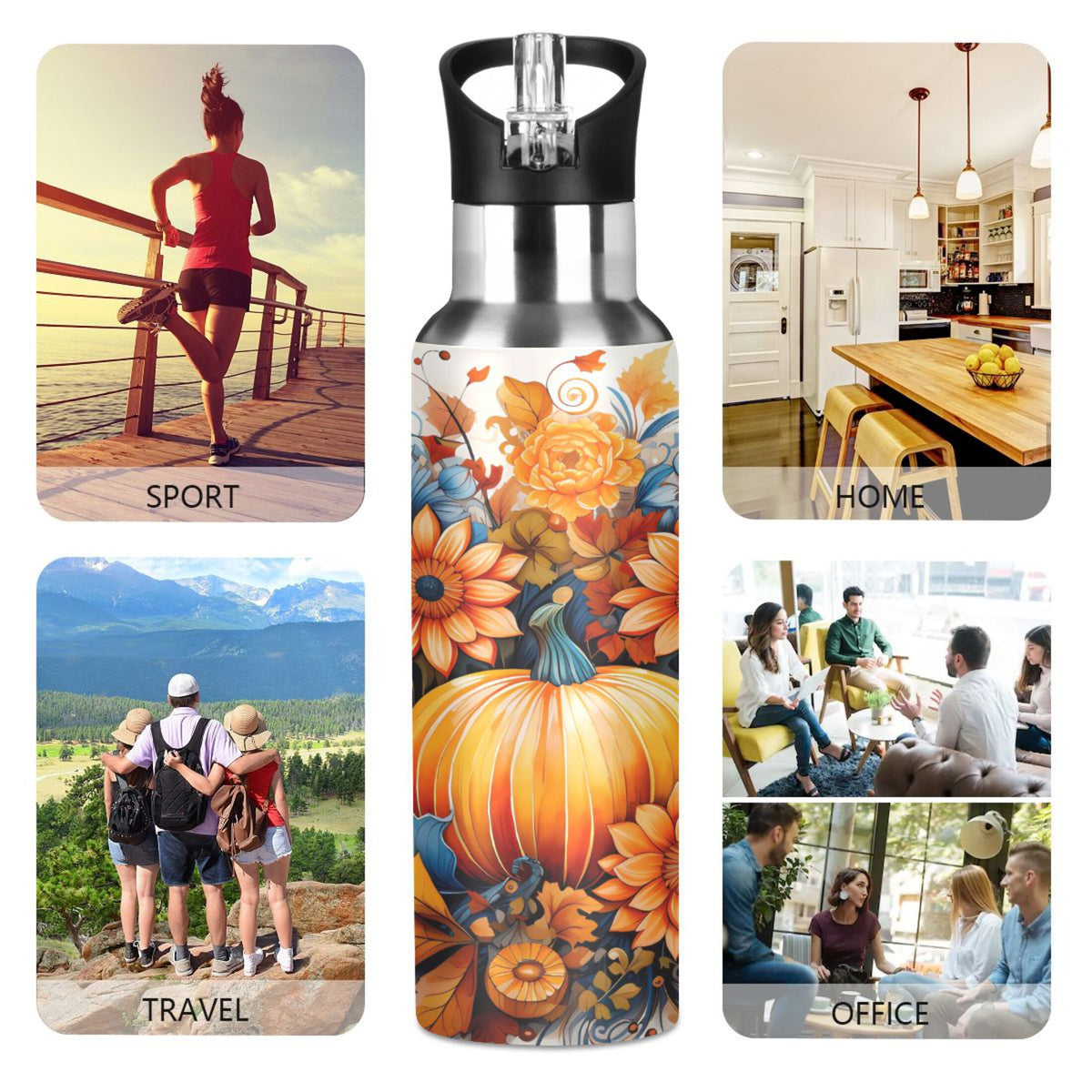 Stainless Steel Insulated Water Bottle with Straw Lid F84055