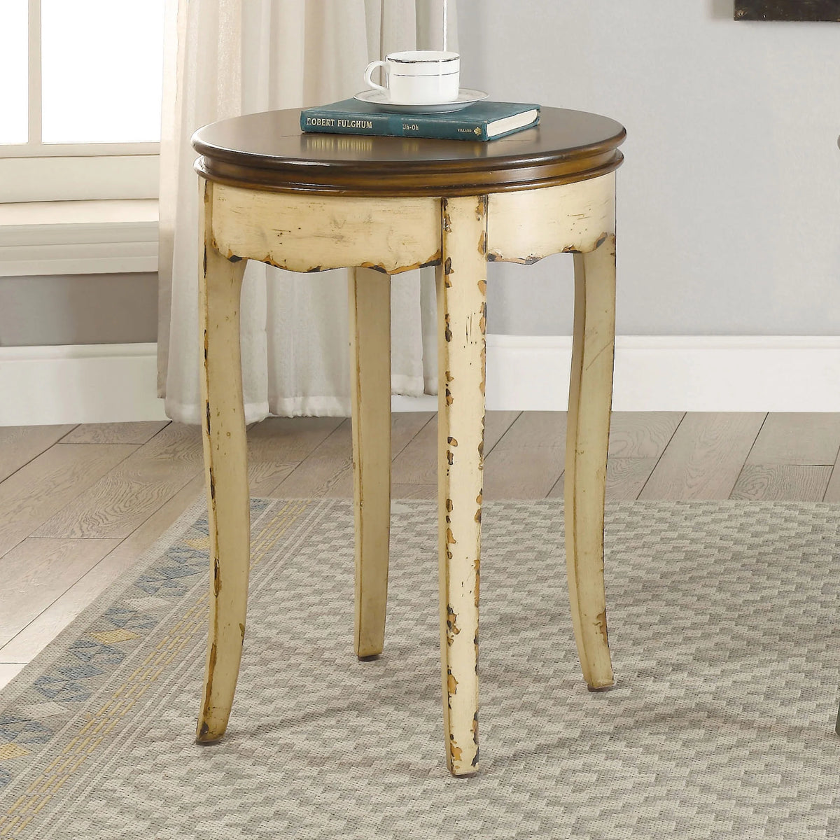 White Round End Table C1903