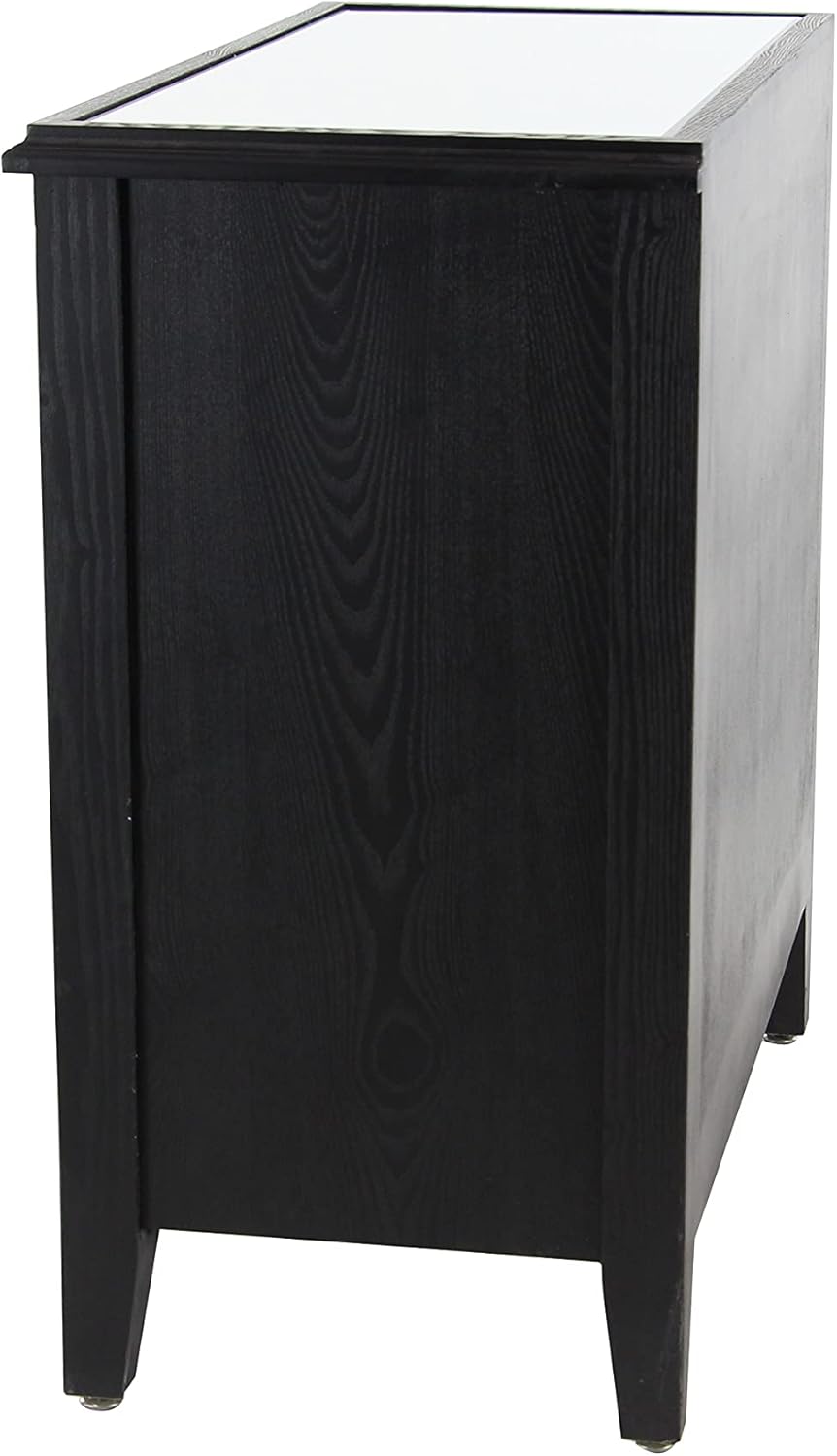 Black White 3 Drawer Wood and Metal Cabinet D91605