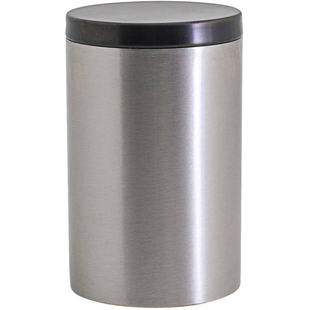 10 oz. Round Brushed Stainless Steel Jar with Matte Black Lid S182