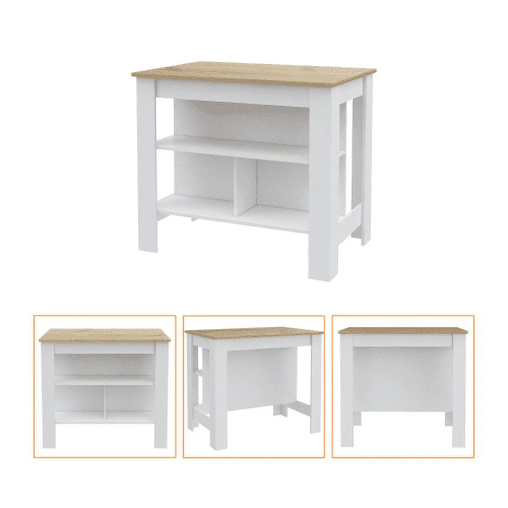 7-Shelf 4-Door 2-piece Kitchen Set White and Light Oak T2197