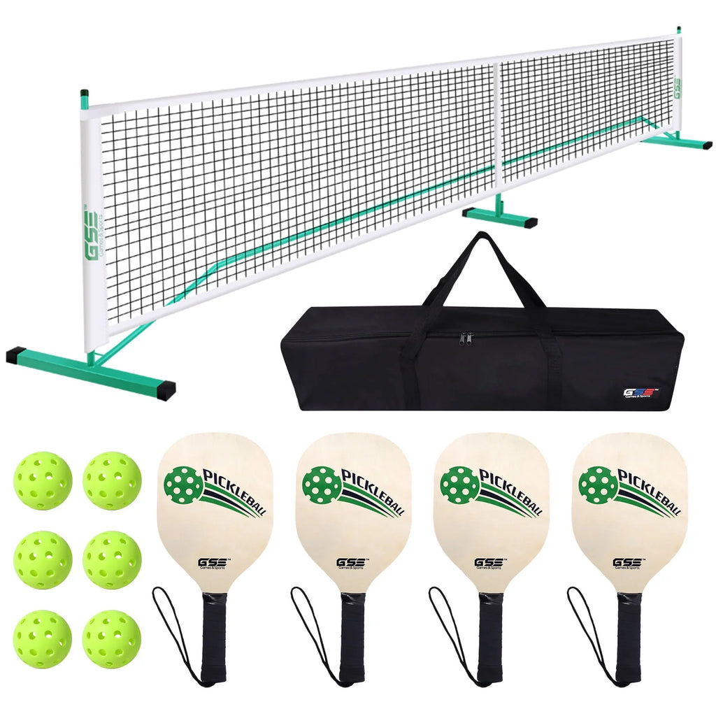 Portable Pickleball Net Set with 4 Paddles, 6 Pickleballs, Carrying Bag C351403