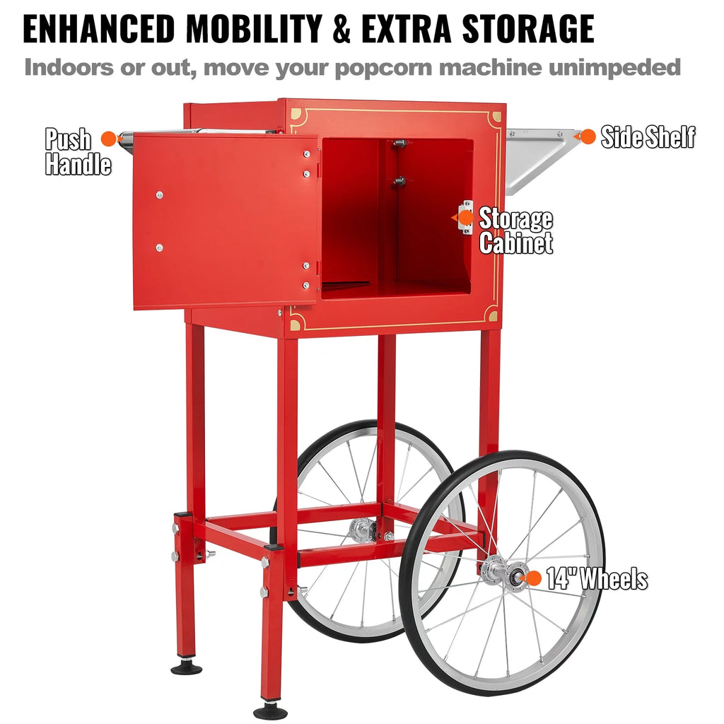 8 oz 48 Cups 850W Red Popcorn Maker Cart B131664