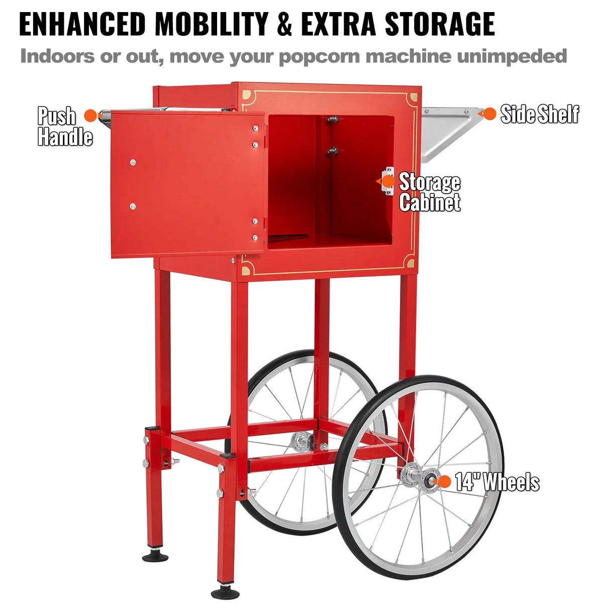 8 oz 48 Cups 850W Red Popcorn Maker Cart B131664