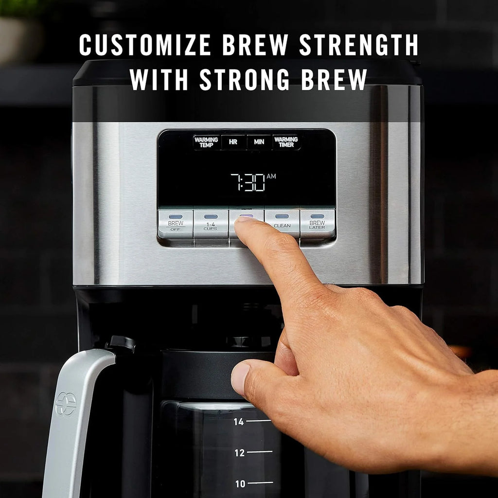 Programmable Coffee Maker with Glass Carafe, 14 Cups, Stainless Steel H6480