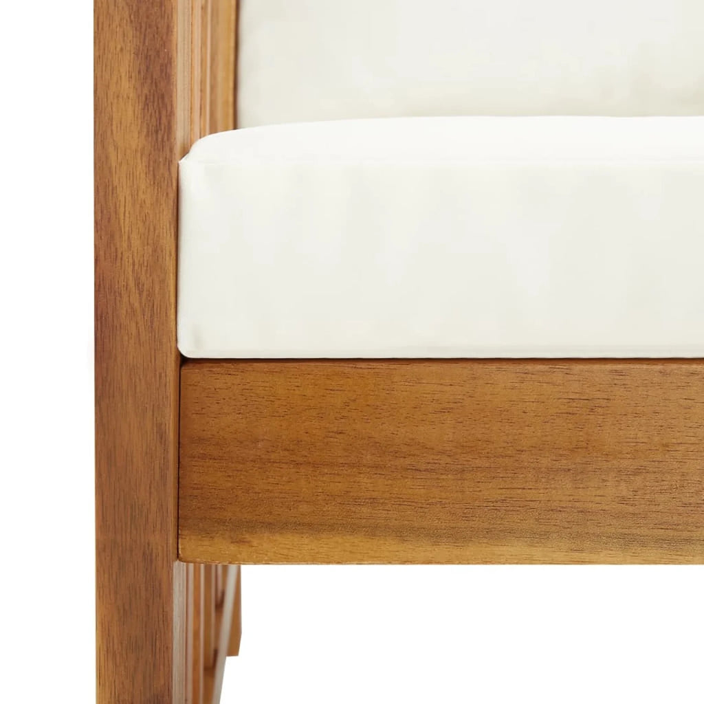 Cream White Cushion Acacia Wood Garden Bench A486