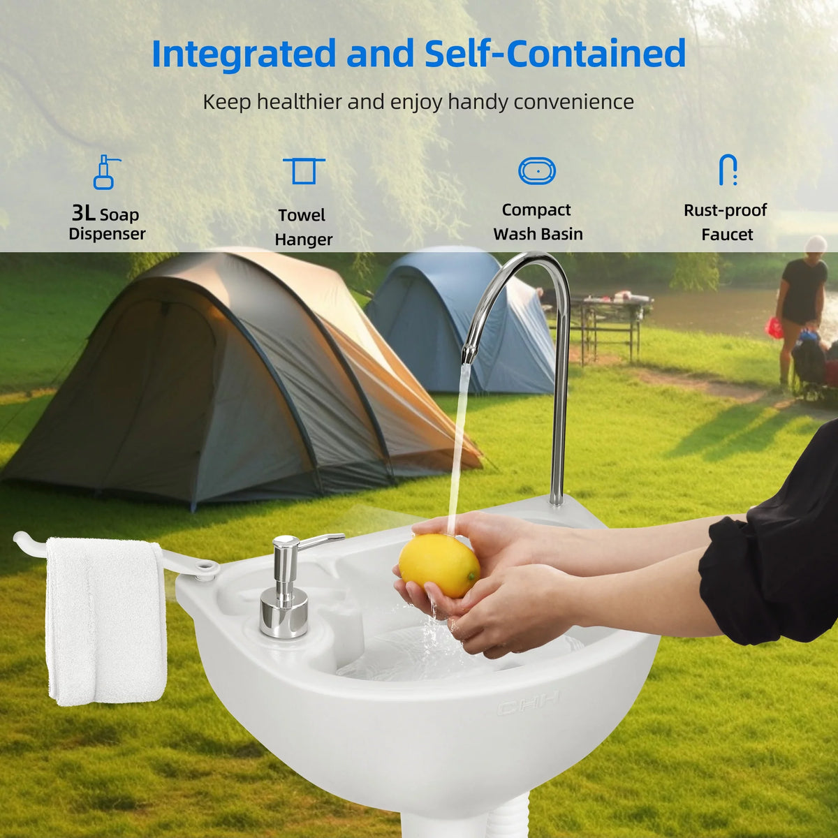 5.3 Gallon Portable Toilet and 17L Camping Sink G554