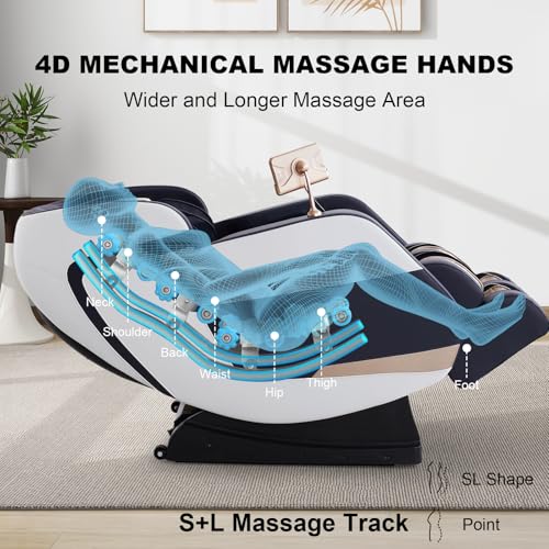 4D Zero Gravity Heated Massage Chair Recliner with SL Track (Black) F643