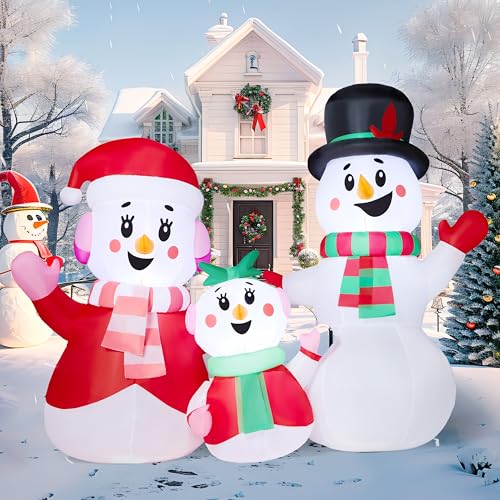 4 FT Christmas Inflatables Snowman Family with Build-in LEDs W499794