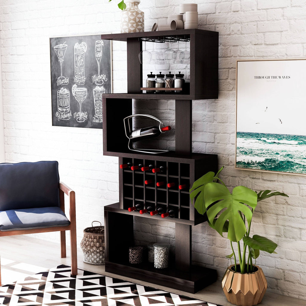 4-Tier Bar Cabinet Cappuccino Brown I932