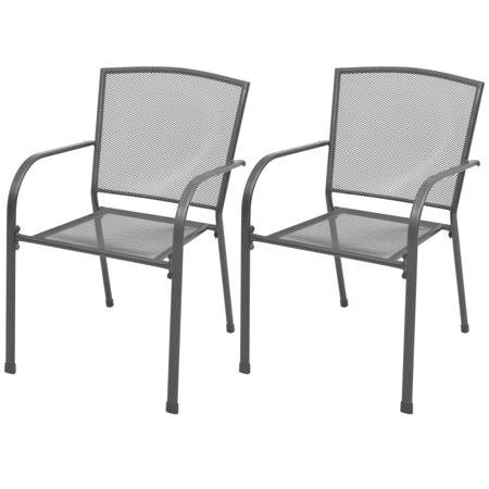 Stackable Garden Chairs 2 Pcs Steel Gray B8968
