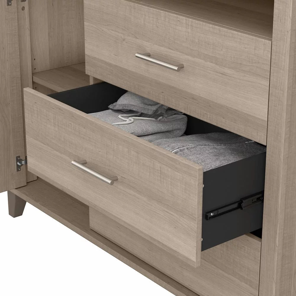 Ash Gray Engineered Wood Armoire Dresser TV Stand V267515