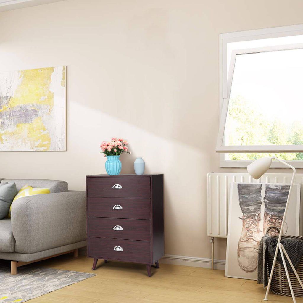 Brown 4 Drawer Nightstand Cabinet O734465