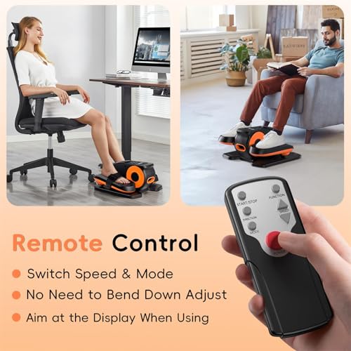 Under Desk Elliptical Machine, Quiet Portable Mini Electric Seated Pedal Exerciser, 12 Adjustable Speeds D416812