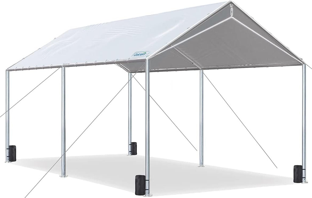 10X20ft Heavy Duty Carport Car Canopy Party Tent with 3 Reinforced Steel Cables W72312