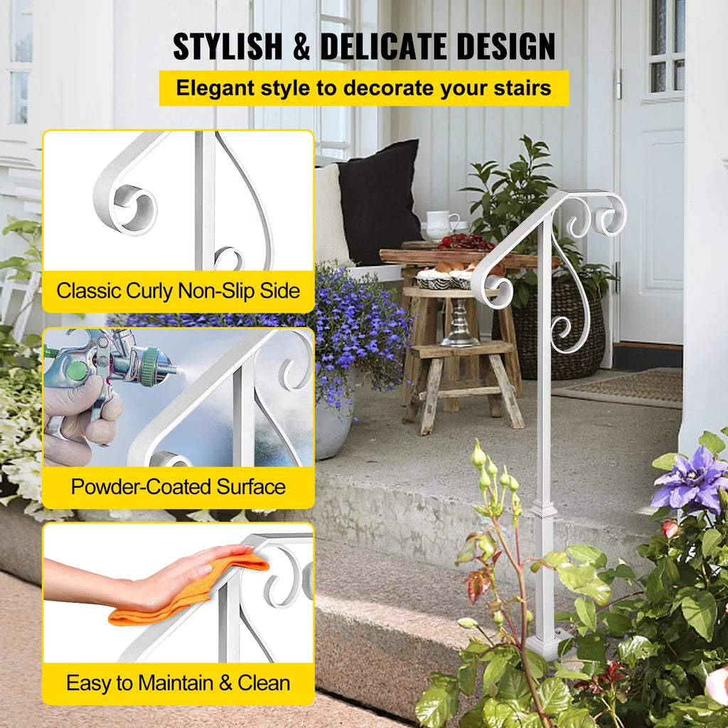 White Single Post Handrail for 1 or 2 Steps A355