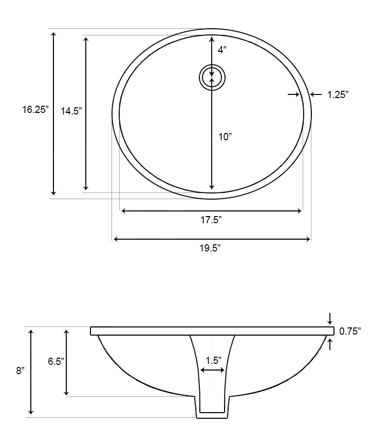 White Oval Undermount Sink W211350