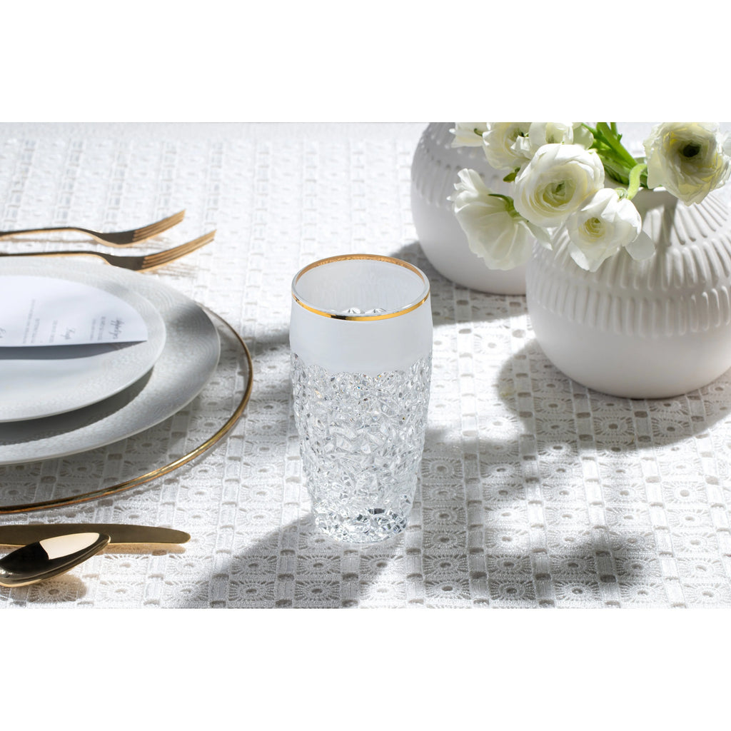 European Crystal Highball Tumbler Set of 6 16 oz Gold Rim L5887