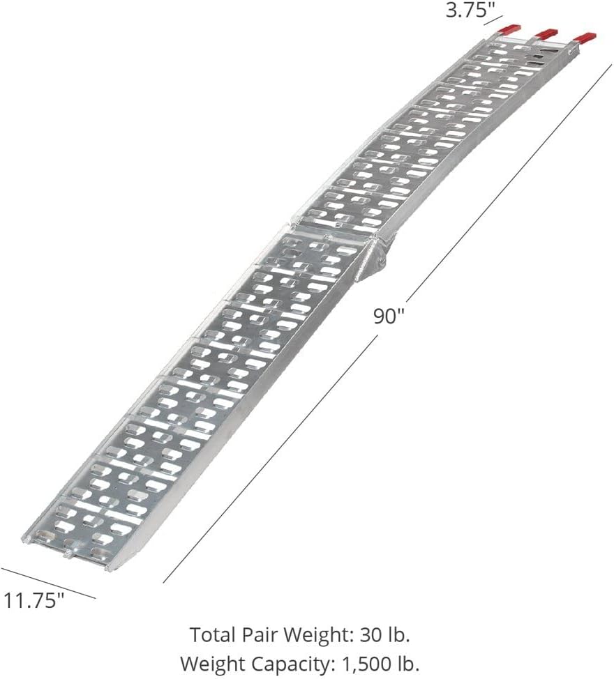 Aluminum Plate Top Ramp 7.5 Ft Pair 1,500 Capacity Loading Ramp J544