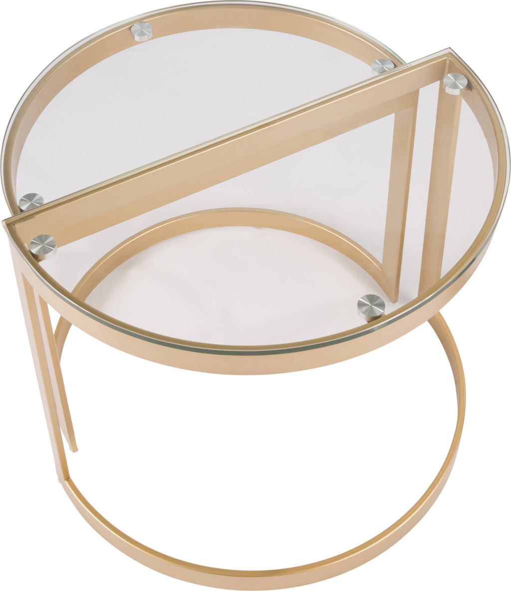 Nesting Tables Gold Clear Glass Top Set of 2 T96510