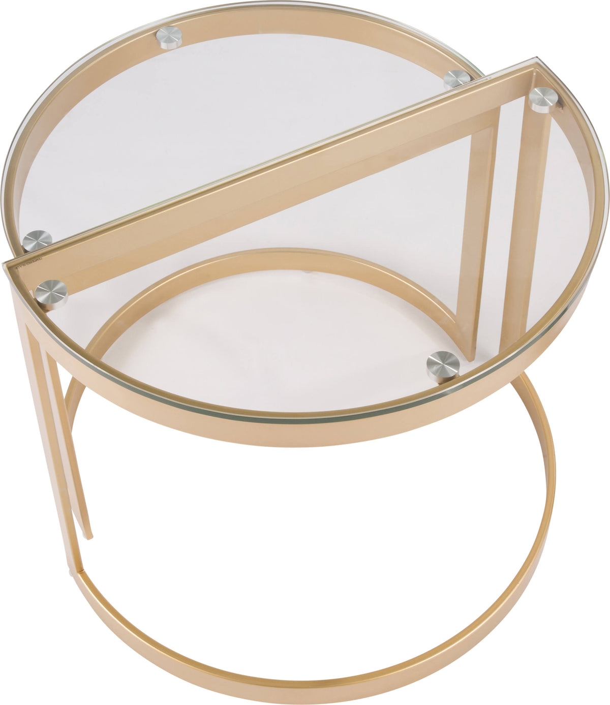Nesting Tables Gold Clear Glass Top Set of 2 T96510