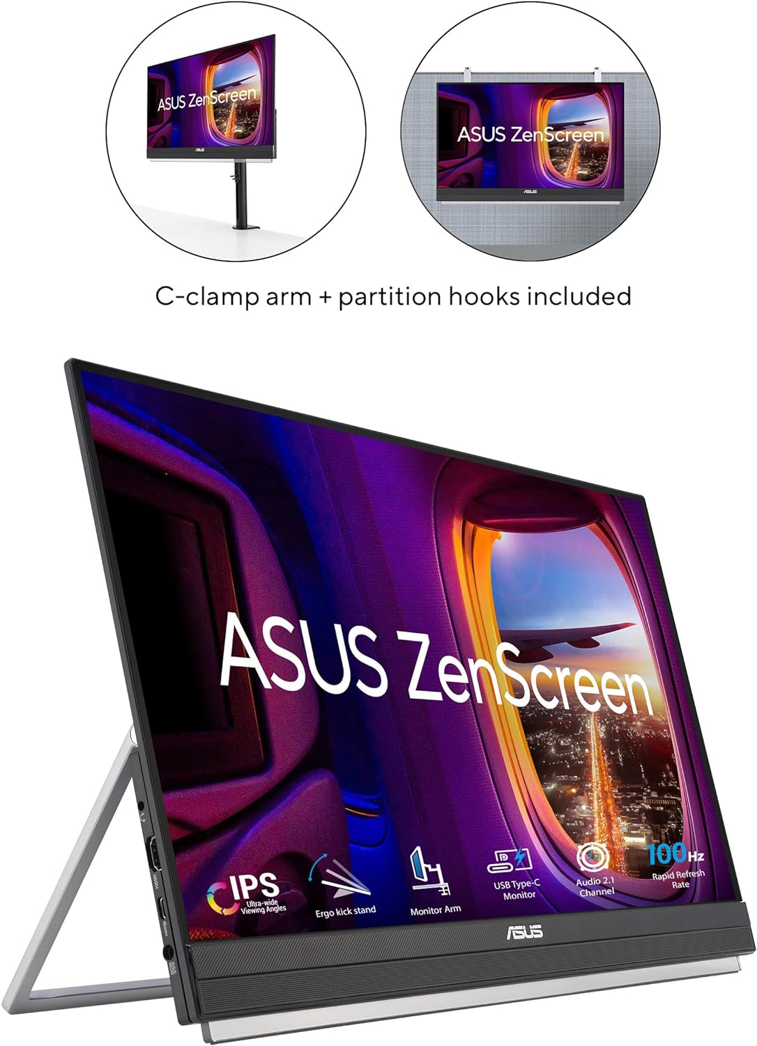 22” 1080P Portable Monitor Full HD IPS 100Hz USB-C Q1691