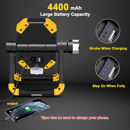 2 Pack Magnetic 6000 Lumen Rechargeable Folding Waterproof Led Work Light Y142322