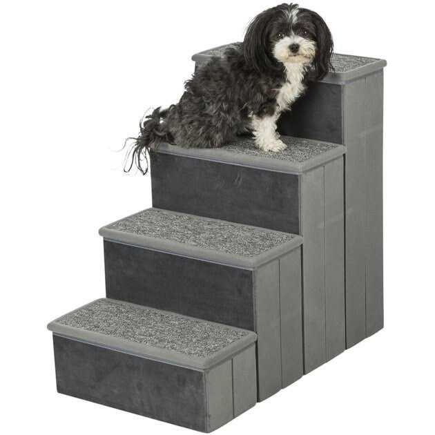 Foldable 4-Step Pet Stairs with Storage C11675