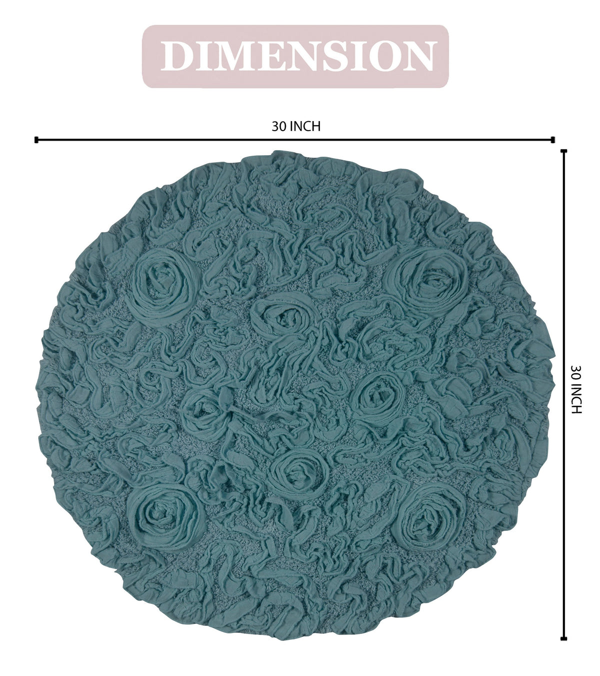 Blue 30" Round Cotton Bathroom Rug Q8163