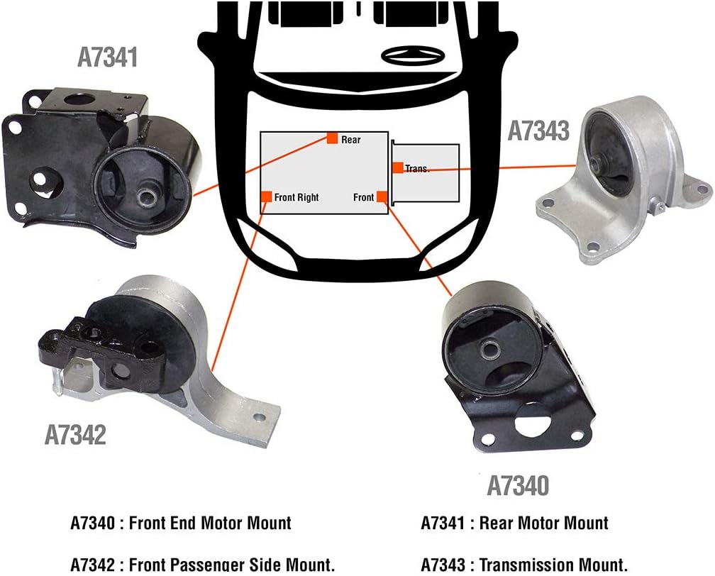 Complete Engine Motor & Transmission Mount Kit for 2002-2006 Nissan Altima 2.5L Auto Trans X6379