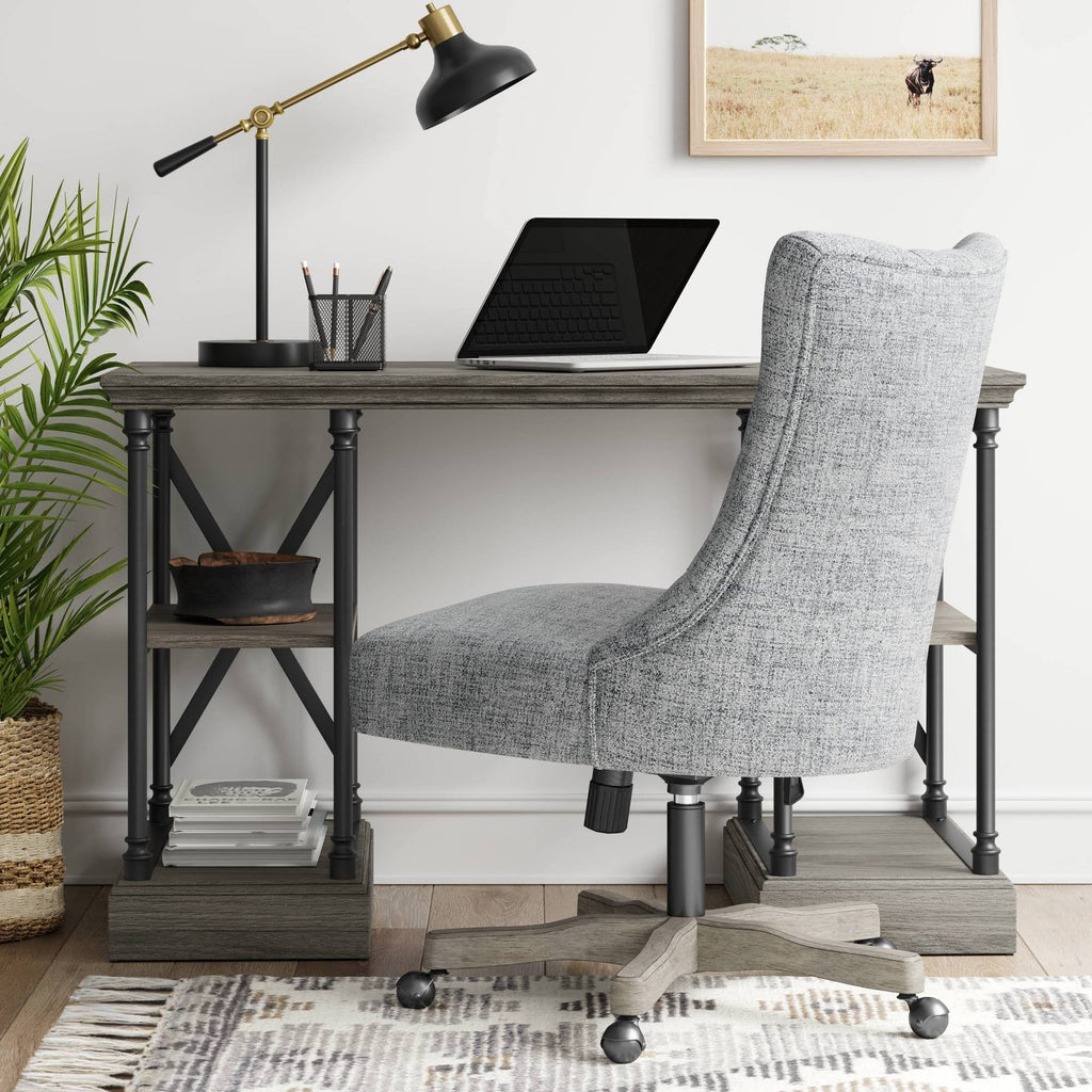 Tufted Back Office Chair Light Gray H65326