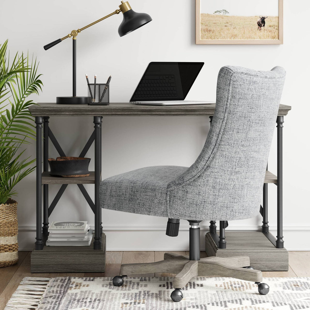 Tufted Back Office Chair Light Gray H65326