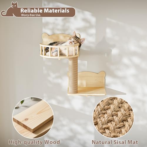 16 Pcs Wall Mounted Cat Shelves with Bed and Scratching Post A515407