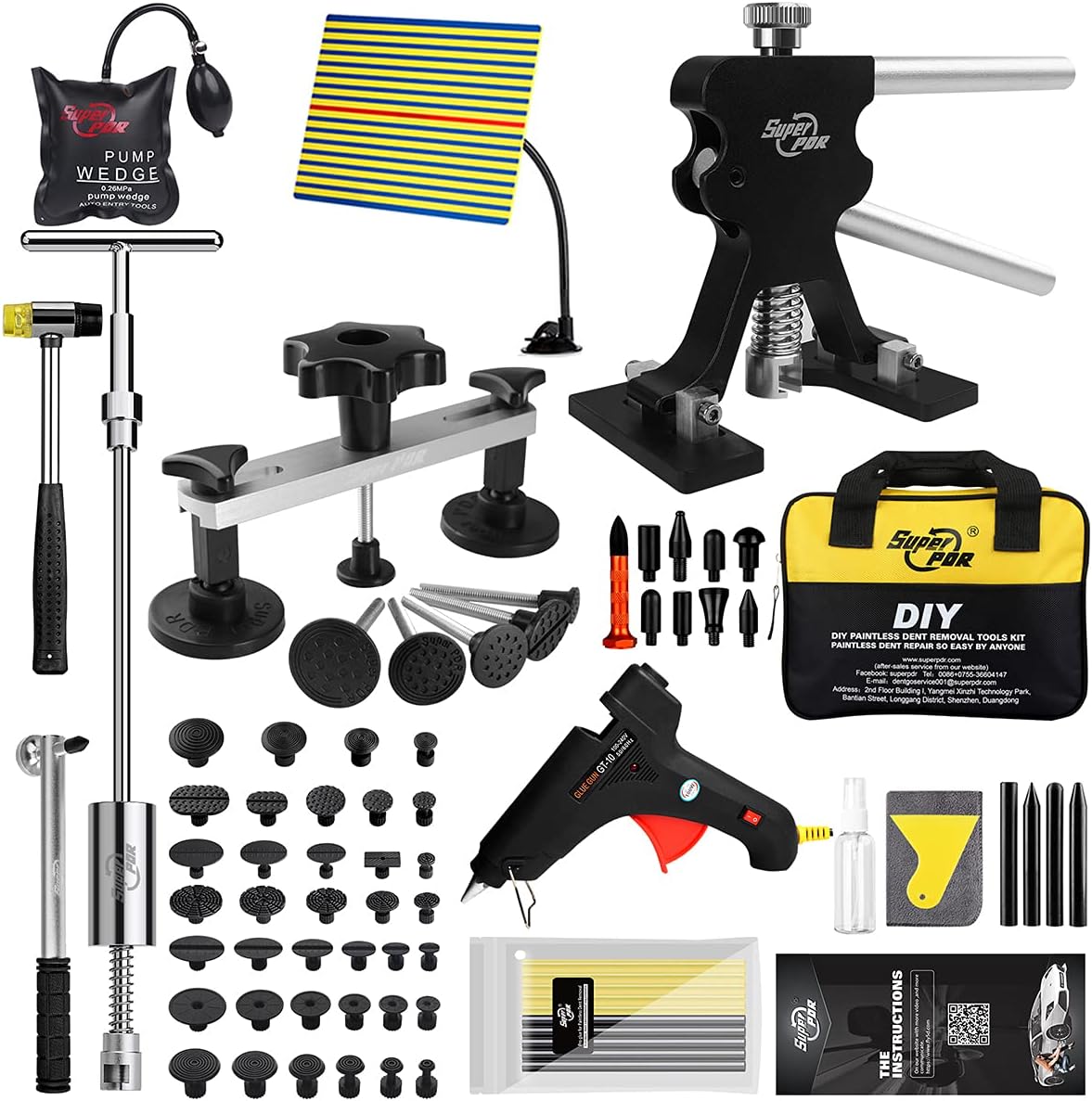Paintless Dent Repair Kit with Bridge Dent Puller and Black Dent Lifter T93720