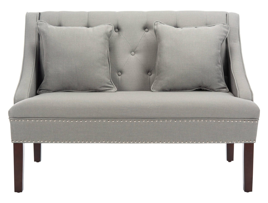 Grey Linen Settee with Silver Nailheads U670