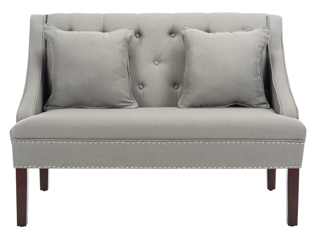Grey Linen Settee with Silver Nailheads U670
