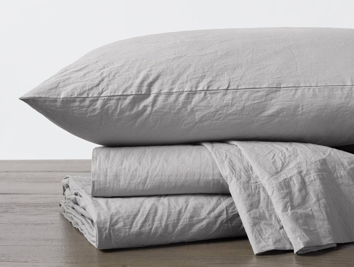 Organic Crinkled Percale Fitted Sheet King Pewter A367632
