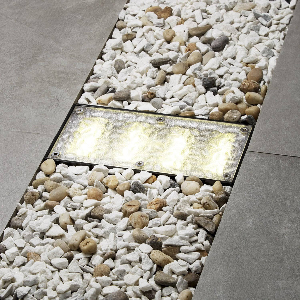 Solar Brick Landscape Path Light, 8x4 Recessed Polyresin Paver, 12 Warm White LEDs H258312