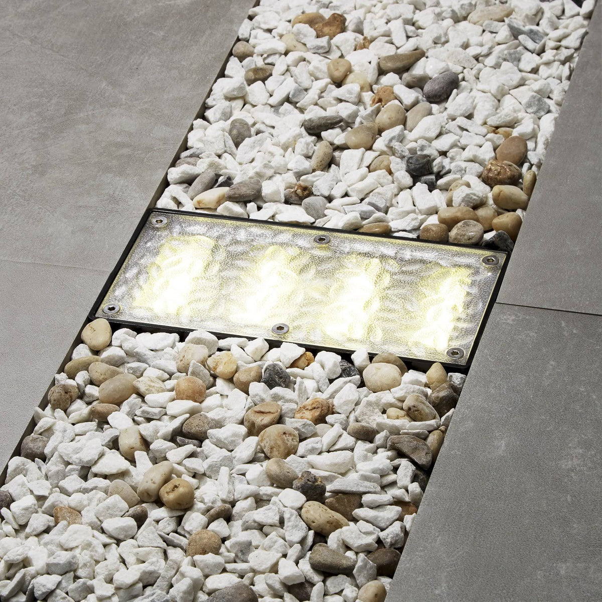 Solar Brick Landscape Path Light, 8x4 Recessed Polyresin Paver, 12 Warm White LEDs H258312