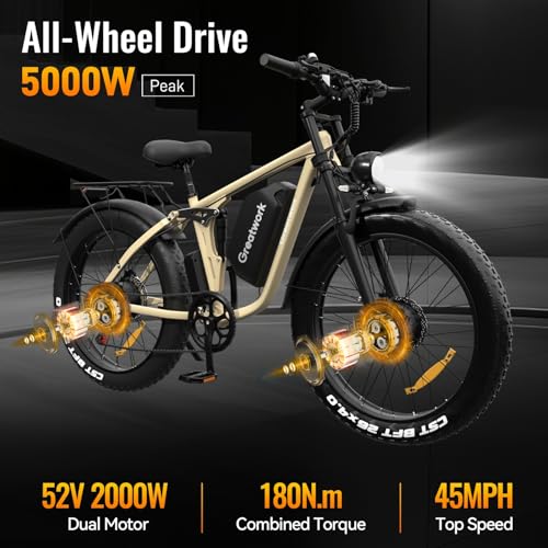 52V 4000/5000W Dual Motor Electric Bike 26" Fat Tire P720