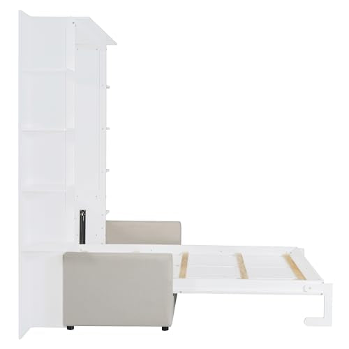 Queen Size Gray Murphy Bed with Sofa Cushion T77363