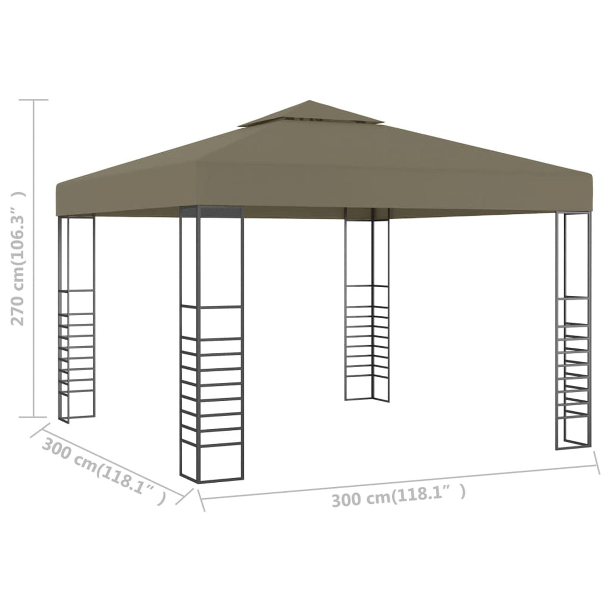 Taupe Outdoor Gazebo Canopy Tent with Steel Frame M132