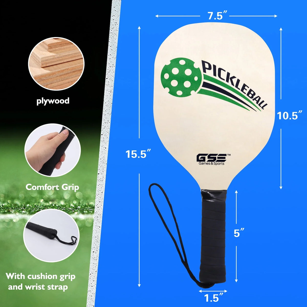 Portable Pickleball Net Set with 4 Paddles, 6 Pickleballs, Carrying Bag C351403
